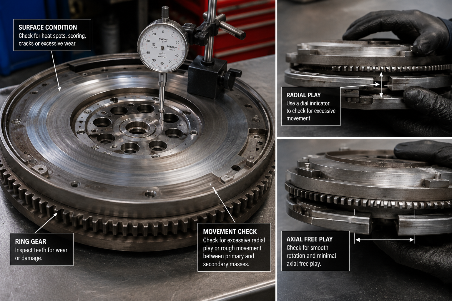 Flywheel inspection in the workshop